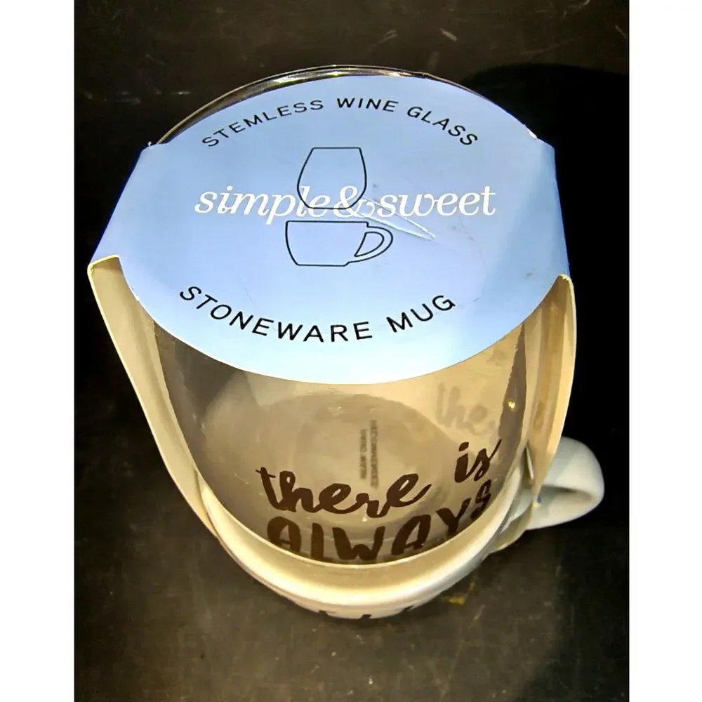 2068. Gift Set Stoneware Mug Stemless Wine Glass Seize the Day Tomorrow